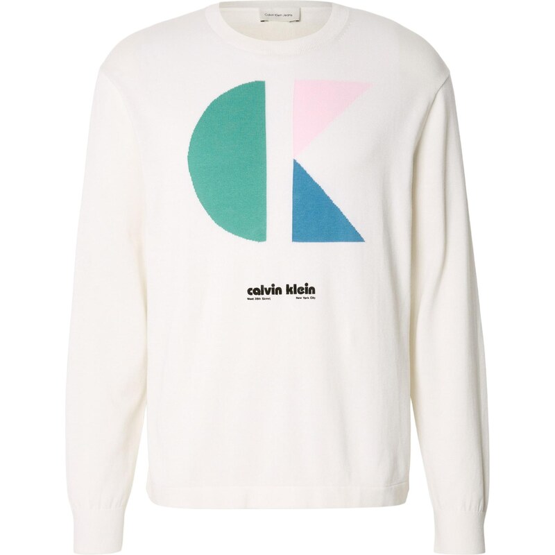 Calvin Klein Jeans Sveter nebielená / kráľovská modrá / nefritová / 67457195