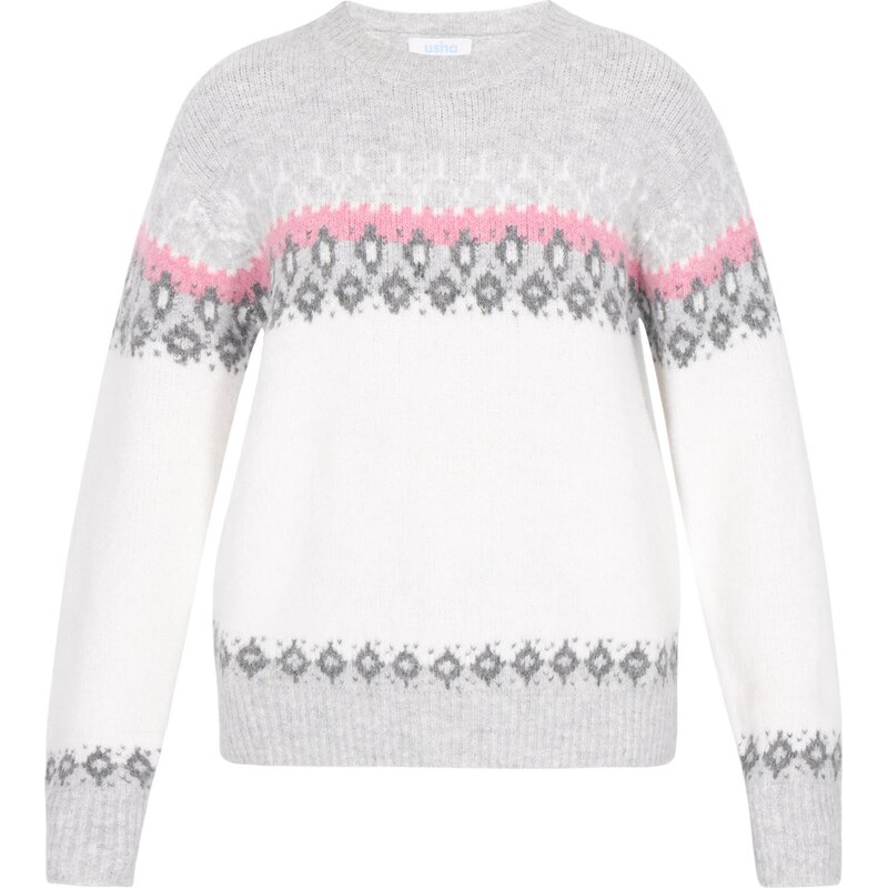 usha BLUE LABEL Sveter sivá / tmavosivá / svetloružová / biela 67458759