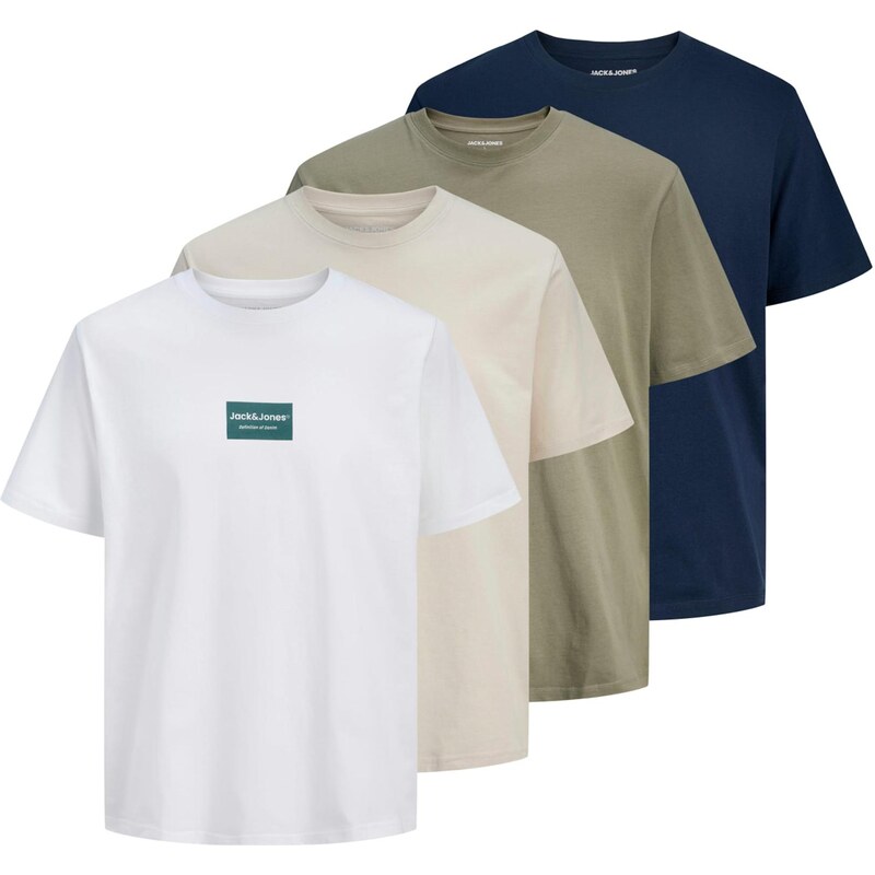 JACK & JONES Tričko JJFRANK béžová / námornícka modrá / jablková / 67458840