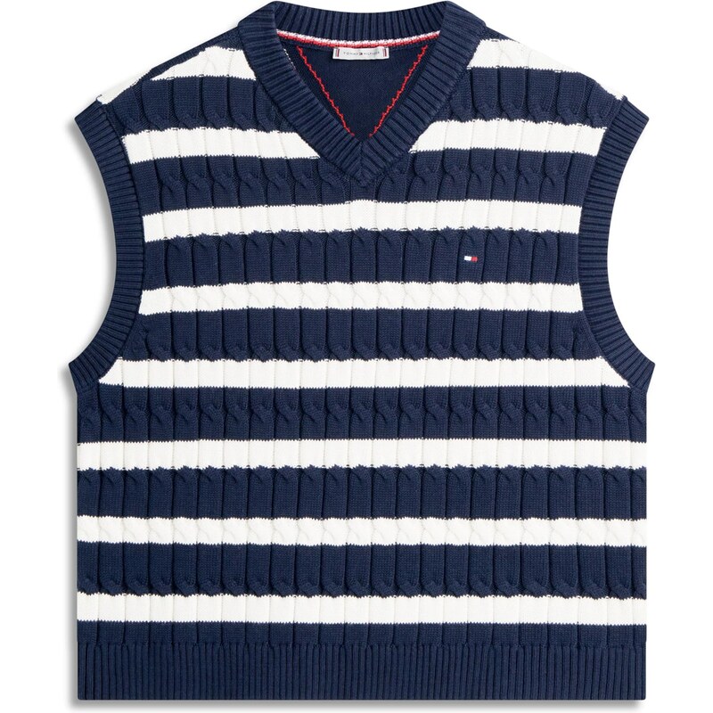 TOMMY HILFIGER Sveter námornícka modrá / biela 67459197