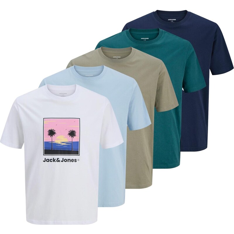 JACK & JONES Tričko JJPERRY svetlomodrá / tmavomodrá / olivová / biela 67459381