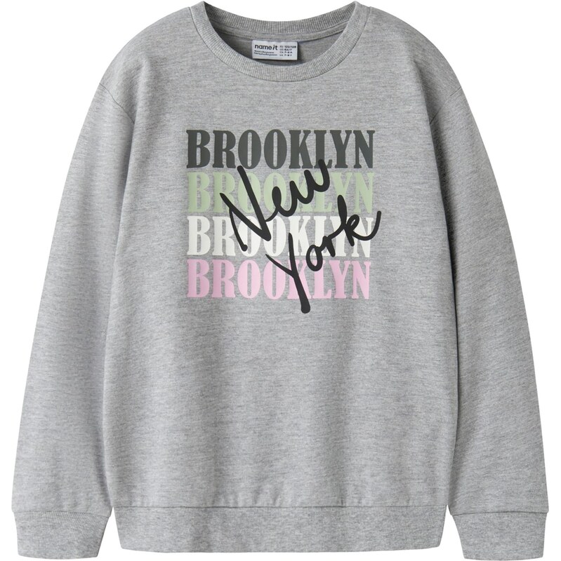 NAME IT Mikina NKFVENUS sivá melírovaná / tmavozelená / svetloružová / 67459407