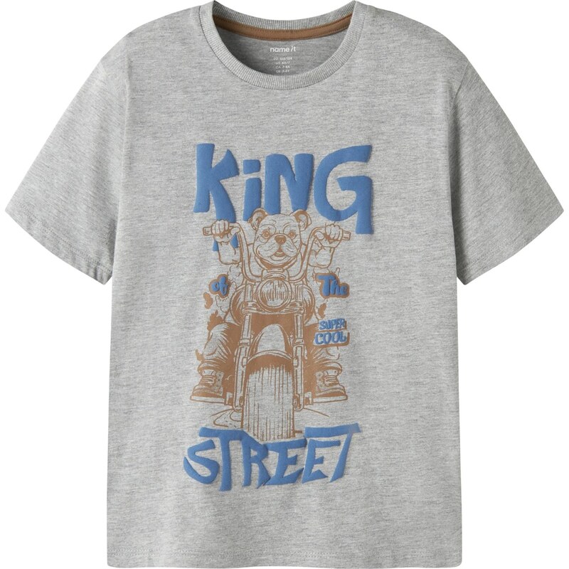 NAME IT Tričko NKMBent zafírová / hnedá / sivá melírovaná 67459449