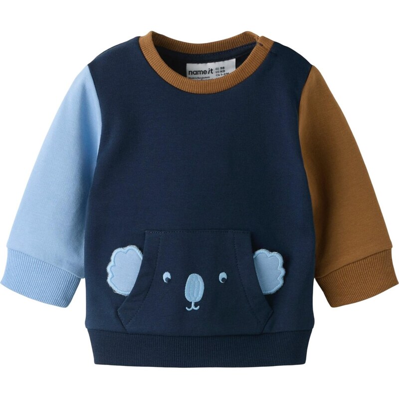 NAME IT Mikina NBMBOSO námornícka modrá / svetlomodrá / hnedá 67459474