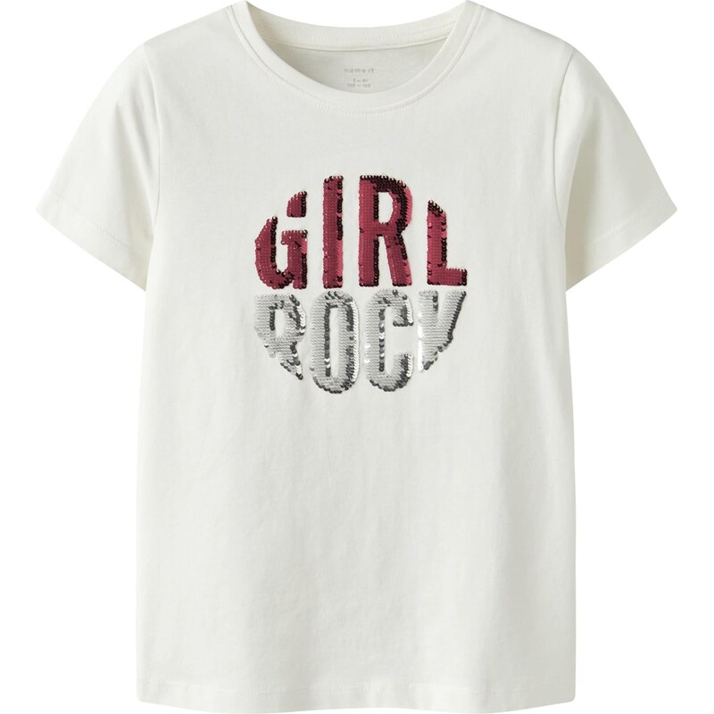 NAME IT Tričko NKFBONNIFA karmínovo červená / strieborná / biela 67459485