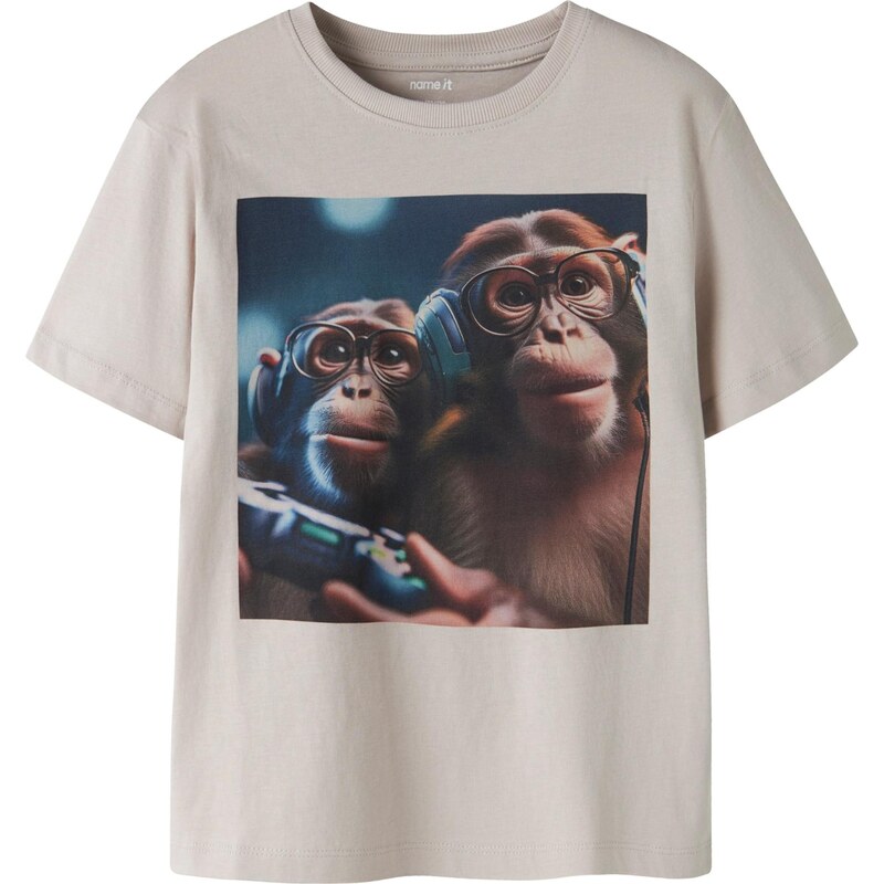 NAME IT Tričko NKMVOTO modrá / hnedá / sivobéžová 67459585