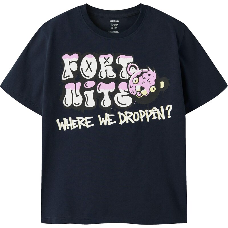 NAME IT Tričko NKMFRANS FORTNITE námornícka modrá / ružová / čierna / 67459762