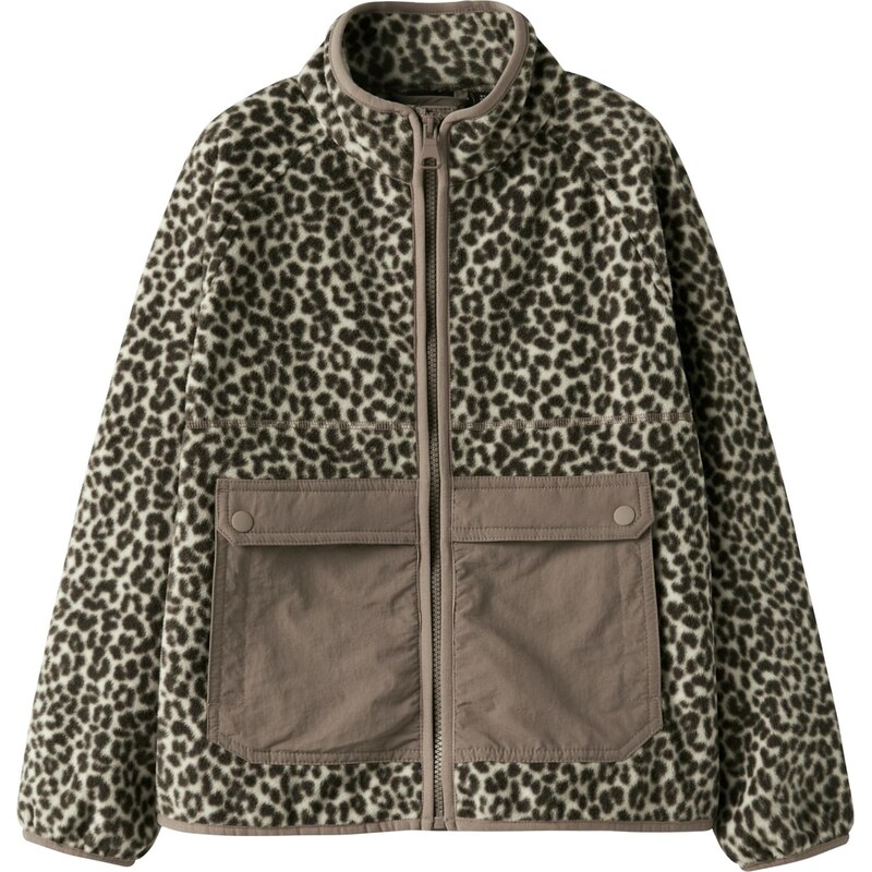 NAME IT Flisová bunda NKFMEEKO béžová / farby bahna / čierna 67459751