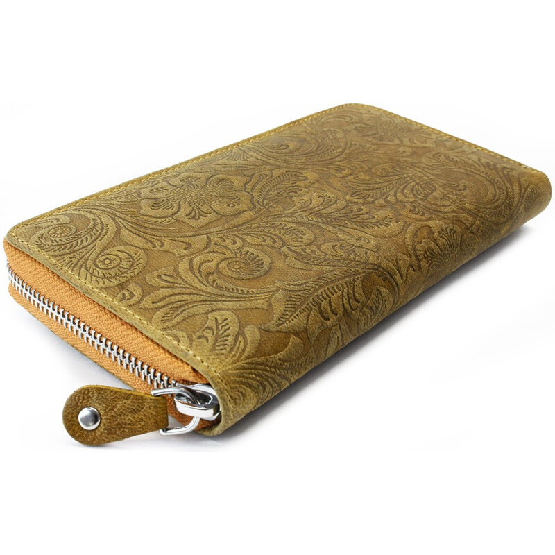 Arwel Dámska kožená zipsová peňaženka so vzorom | žltá 511-2265-86 HUN 67463310