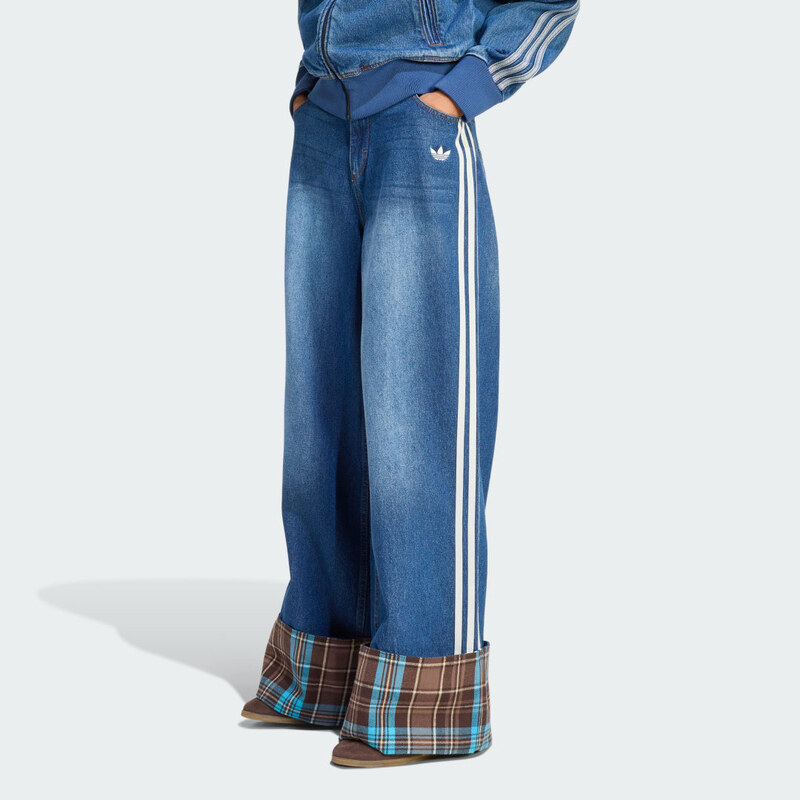 Adidas DŽÍNSY VINTAGE WIDE LEG JEANS WITH CHECKED SEAM 67463748