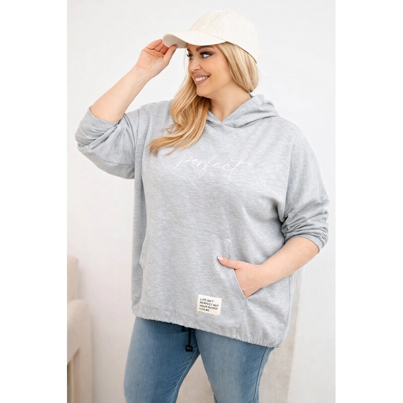 Kesi Dámska mikina Plus Size s kapucňou a potlačou čierna 67623620