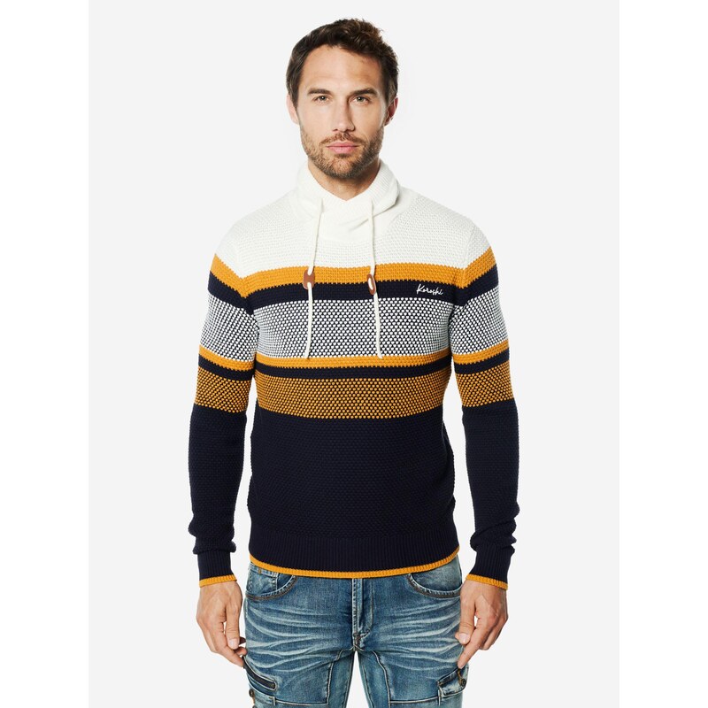 KOROSHI Sveter námornícka modrá / oranžová / šedobiela 67468793