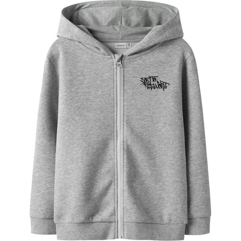 NAME IT Tepláková bunda NKMBEN sivá melírovaná / čierna 67468904