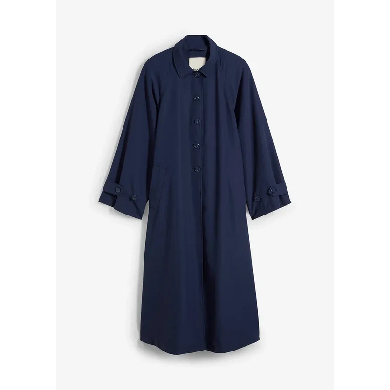 bonprix Trenčkot, padavý, farba modrá 64922000