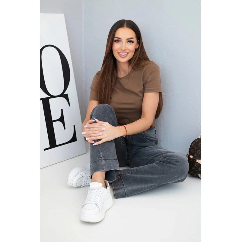 K-Fashion Dámske džínsy s rovnými nohavicami a vysokým pásom graphite 67472262