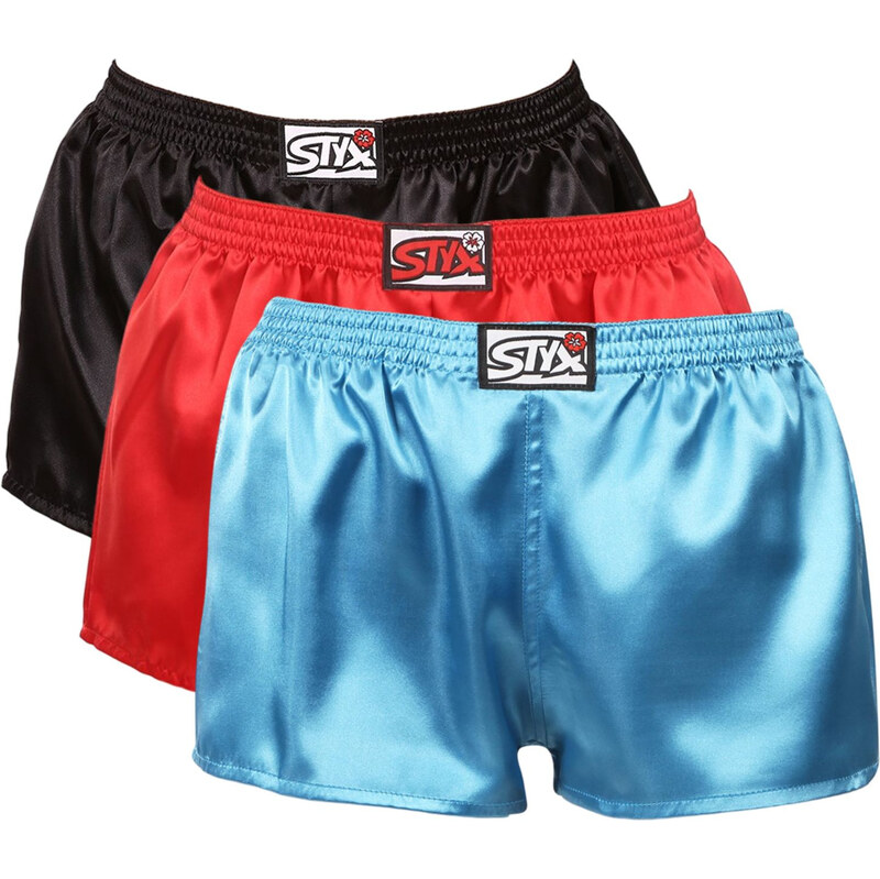 3PACK dámske trenky Styx klasická guma saténové viacfarebné (3L06307) 67474171