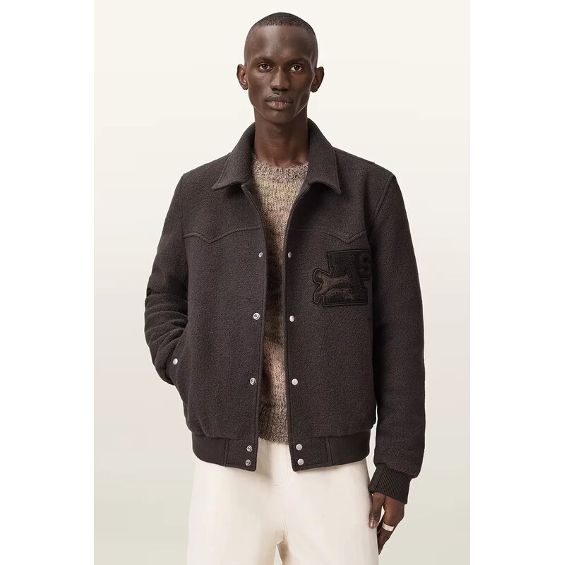 AllSaints bunda bomber pánska vlnená ROYCE 67473000