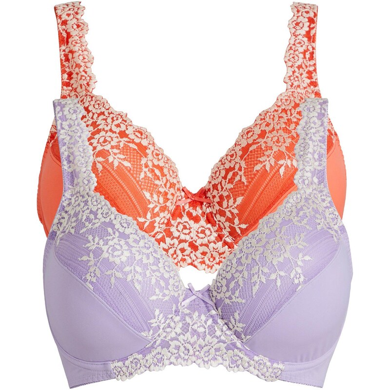 bonprix Podprsenka s kosticami s jemnou čipkou (2 ks), farba oranžová 49696932