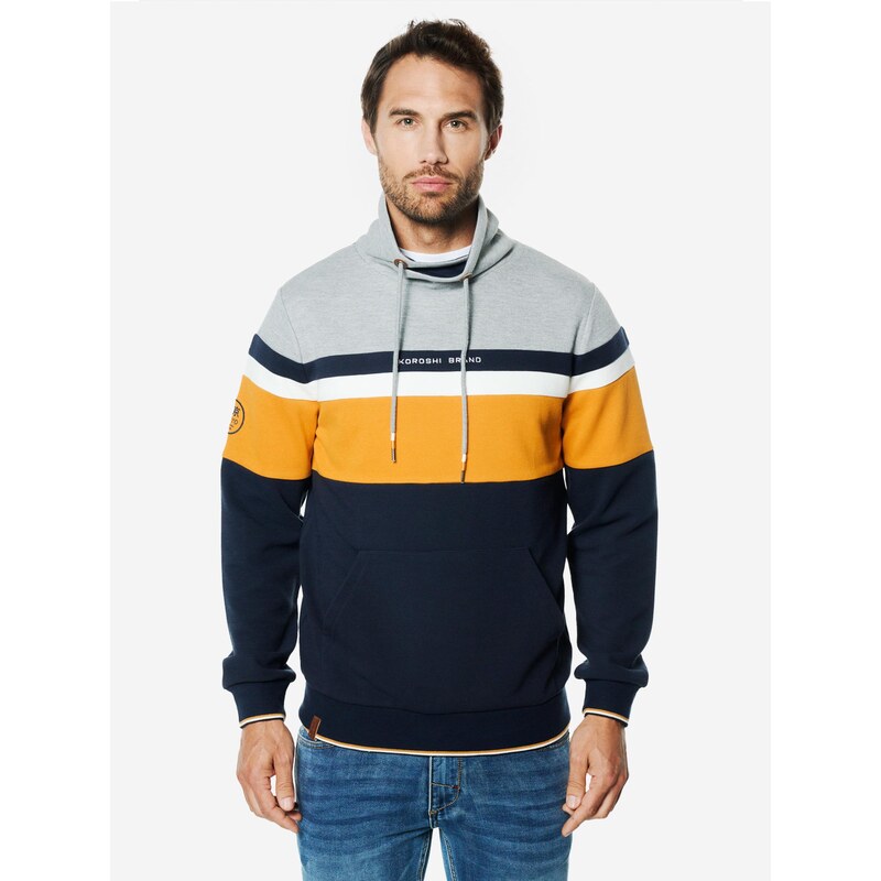 KOROSHI Mikina námornícka modrá / okrová / sivá / šedobiela 67481742