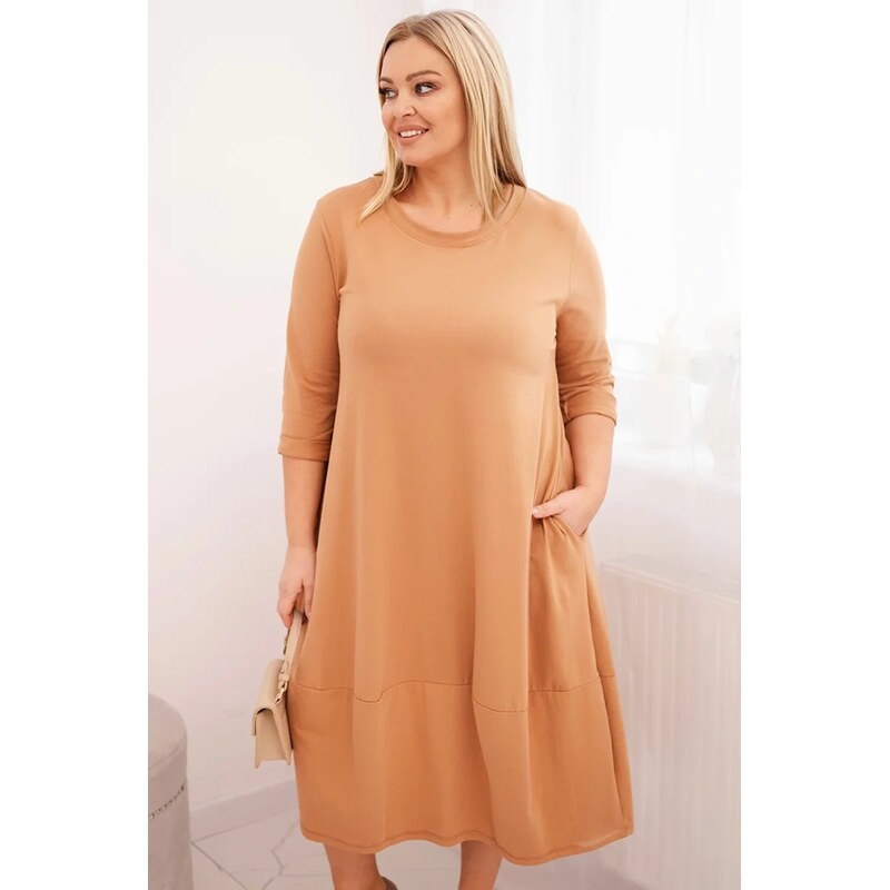 Kesi Dámske šaty ART21159 Plus Size s vyhrnutými rukávmi a vreckami 67610185