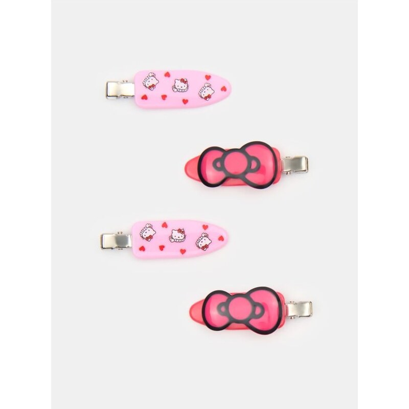 Sinsay - Súprava 4 sponiek do vlasov Hello Kitty - horúca ružová 67479612