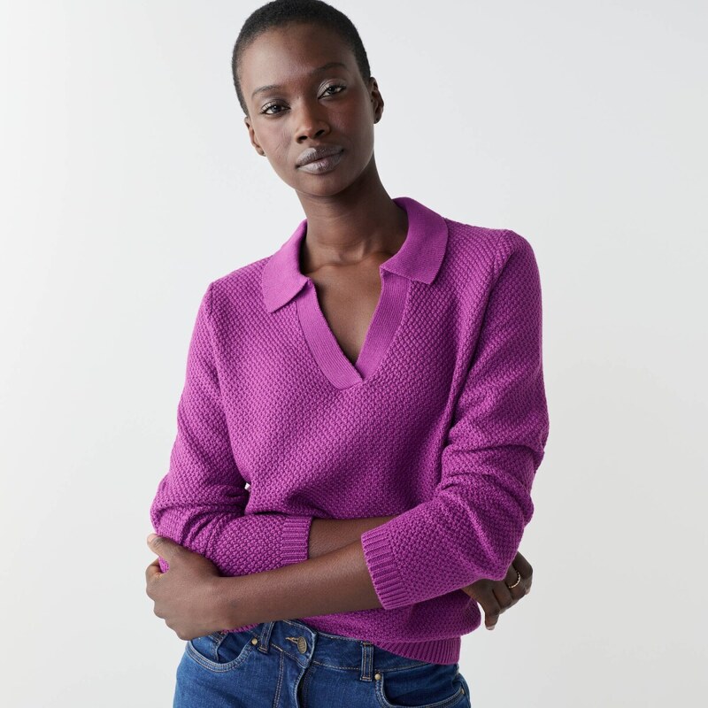 Pulóver s golierom_x000D_ a perličkovým vzorom fialová 054 67484486