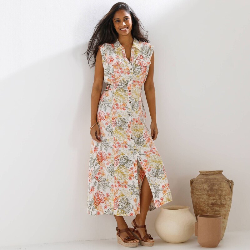 Košeľové šaty s potlačou ražná/khaki 054 Blancheporte 67484512