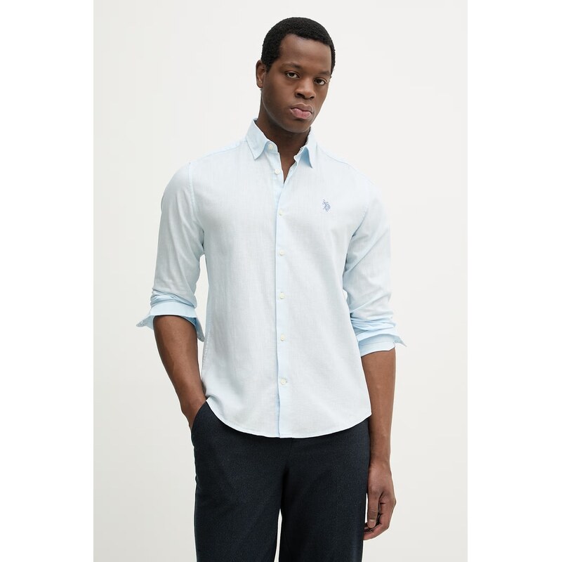 Košeľa s prímesou ľanu U.S. Polo Assn. LINEN BLEND LS 67494276