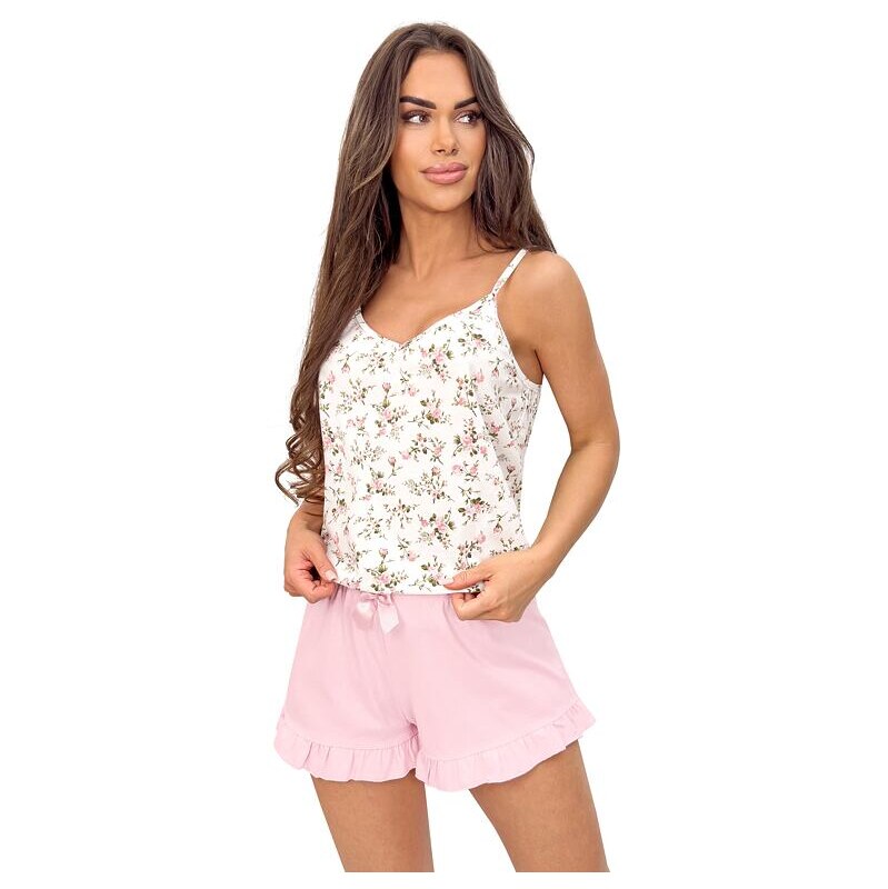 Donna Bavlnené pyžamo Emilia top na ramienka kvetinové 67490025