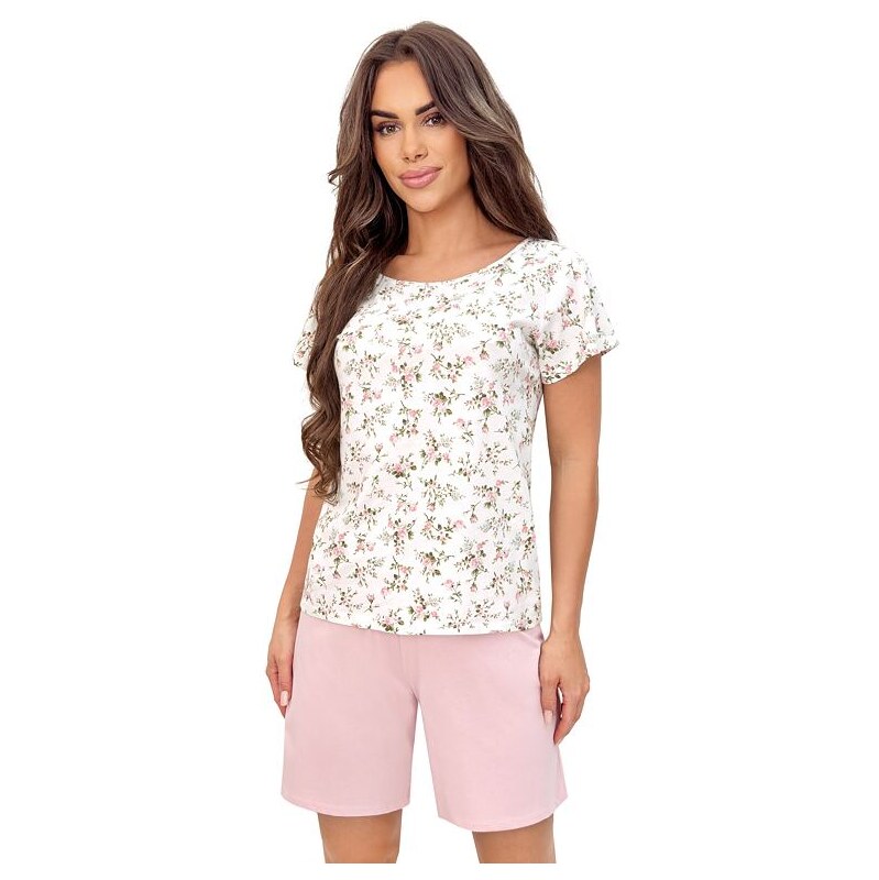 Donna Bavlnené dámske pyžamo Emilia 1/2 kvetinové 67490026