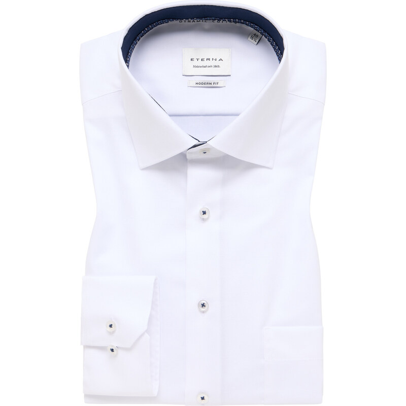 Biela keprová pánska košeľa ETERNA Modern fit Non iron s kontrastom 67492007