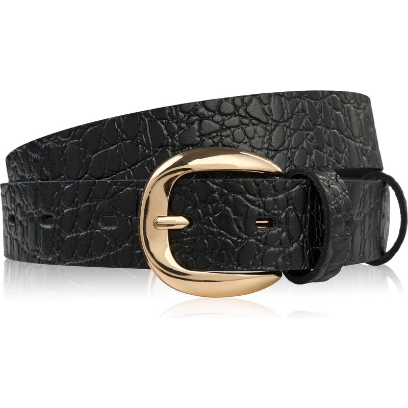 Paolo Peruzzi Dámsky kožený opasok, krokodílí vzor, 90 cm | čierna PG 67492059