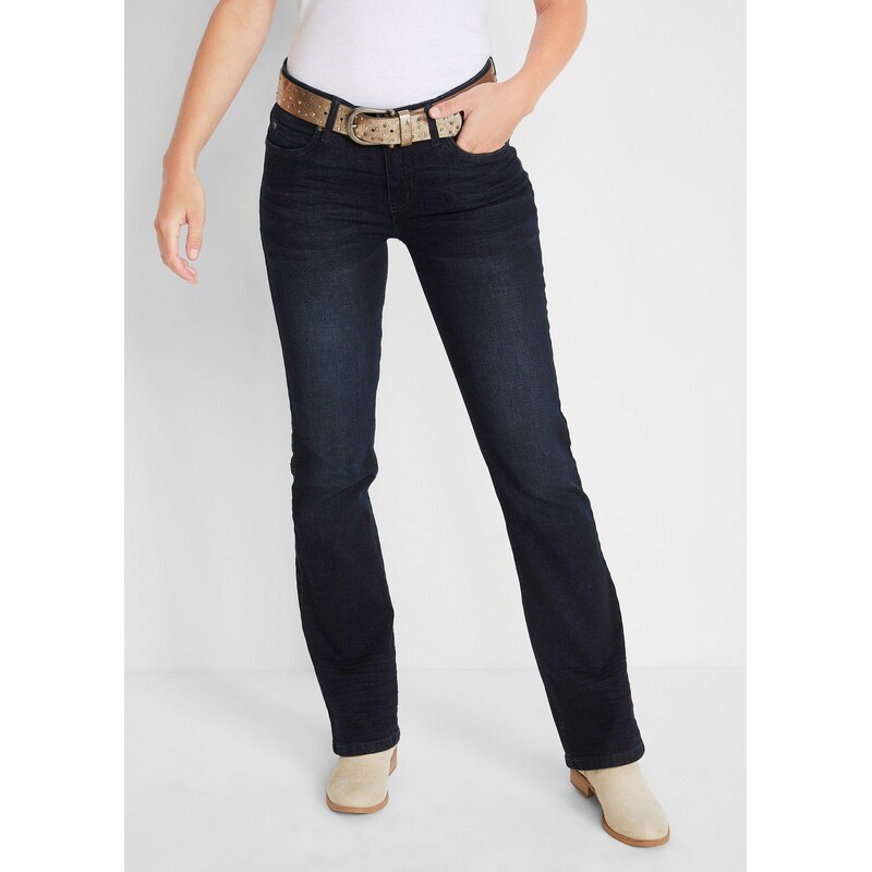 bonprix Rozšírené džínsy, stredná výška pásu, streč, farba modrá 45700626