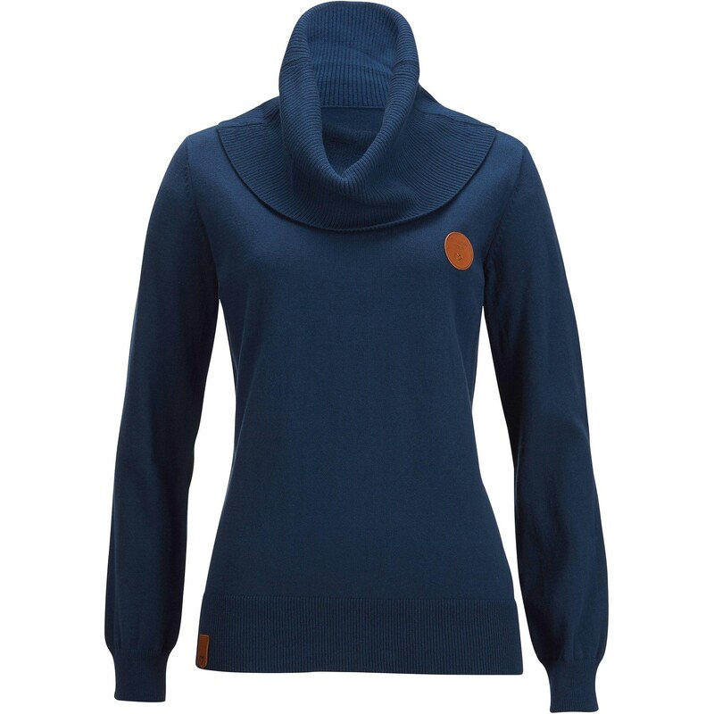 bonprix Jemne pletený pulóver so širokým golierom, farba modrá 44845890