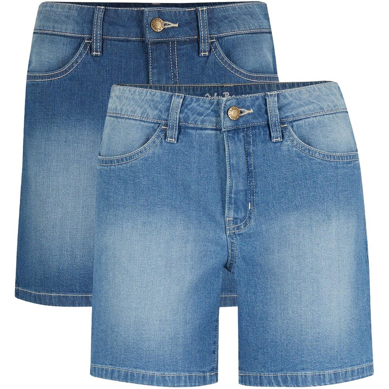bonprix Džínsové strečové šortky, 2 ks, stredná výška pásu, farba 44790818