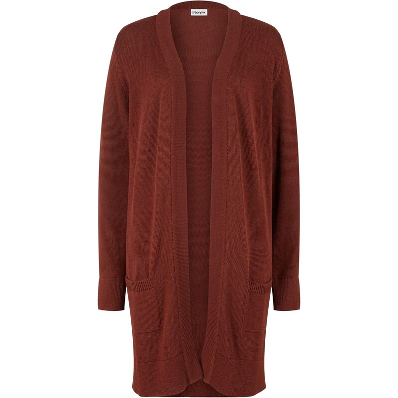 bonprix Dlhý pletený sveter, dlhý rukáv, farba hnedá 44792940