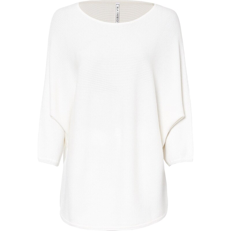 bonprix Oversize-pulóver, vrúbkovaný, z viskózového mixu, farba biela 48067035