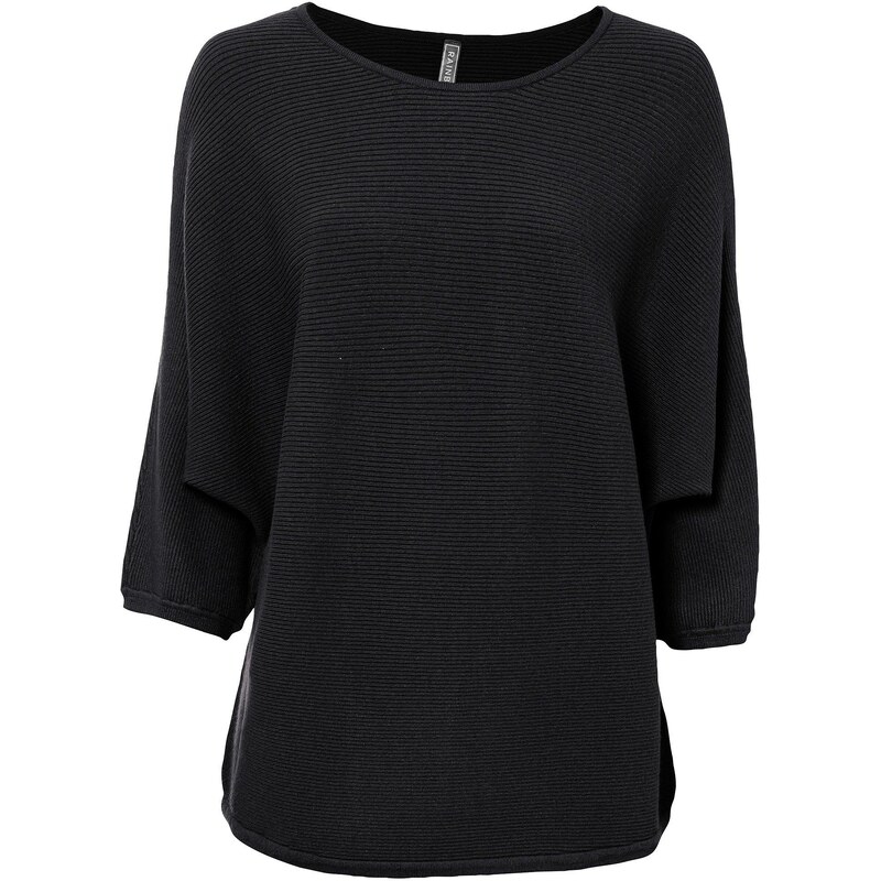 bonprix Oversize-pulóver, vrúbkovaný, z viskózového mixu, farba čierna 47951138