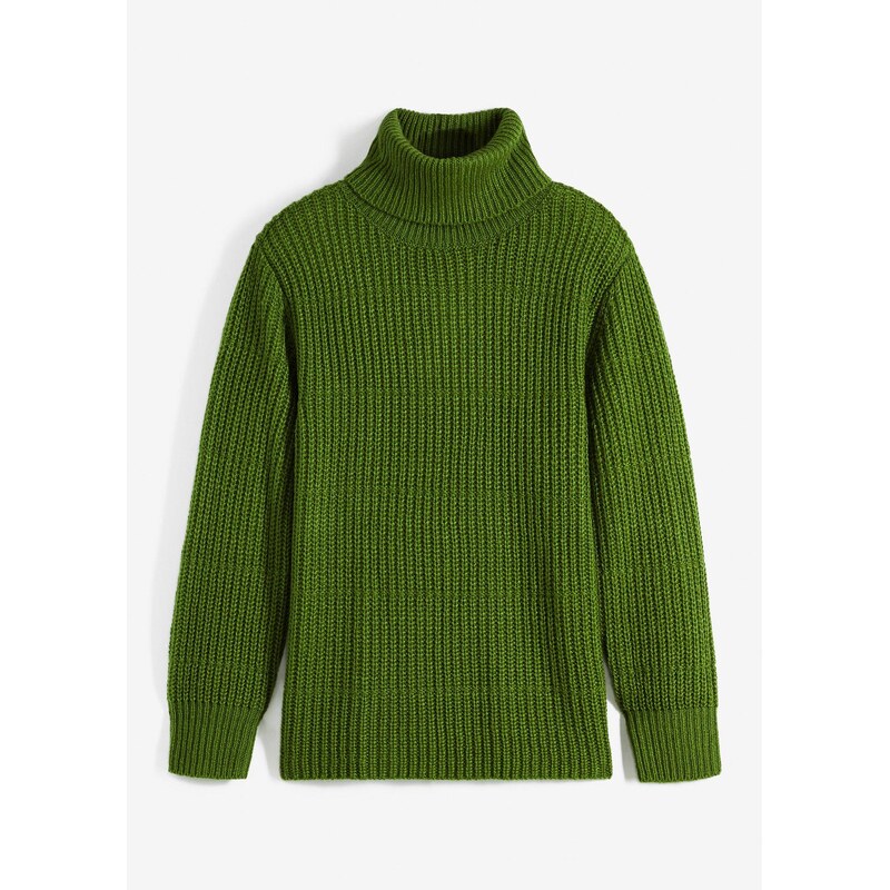 bonprix Pletený rolák, farba zelená 46551912