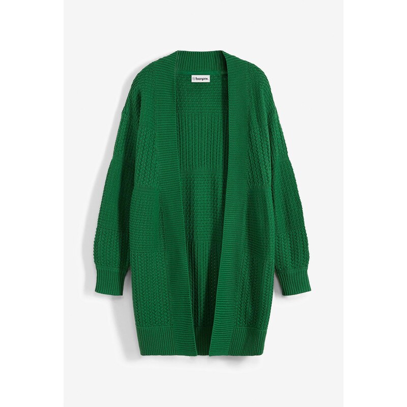 bonprix Dlhý pletený sveter, farba zelená 48373881