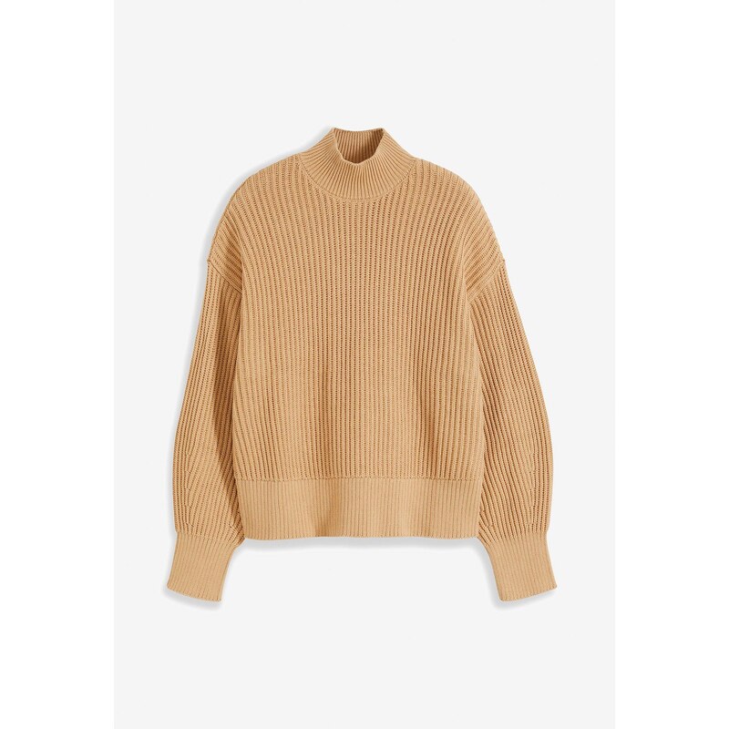 bonprix Pulóver, oversize z čistej bavlny, farba béžová 58256194
