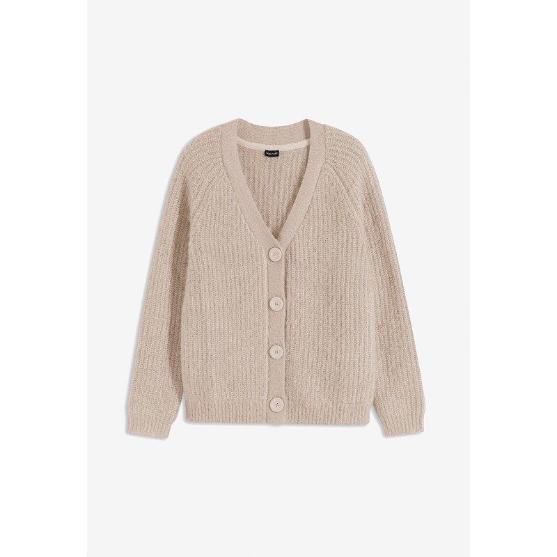 bonprix Pletený sveter, vrúbkovaný, s lesklým efektom, farba šedá 60614396