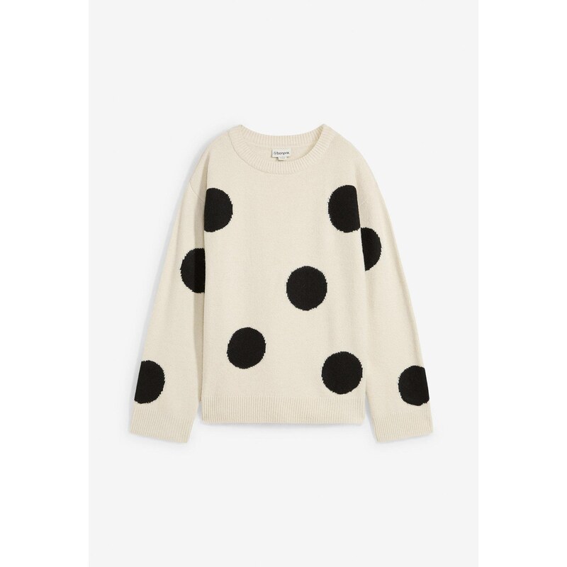 bonprix Pulóver oversize, farba béžová 61718455