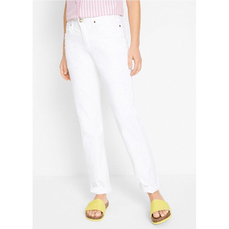 bonprix Mom džínsy, Mid Waist, dlhé, farba biela 62515699