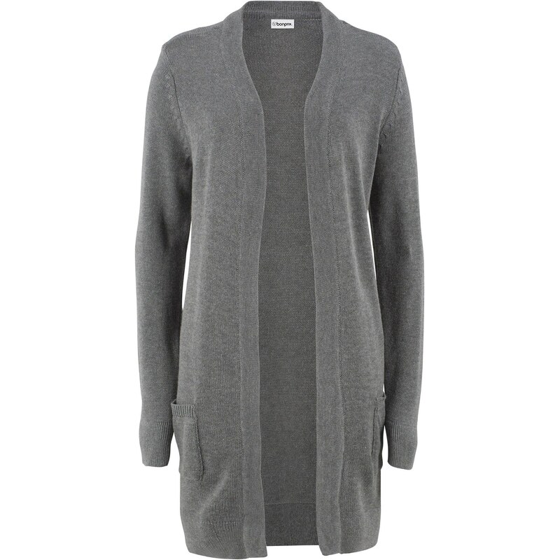 bonprix Dlhý pletený sveter, dlhý rukáv, farba šedá 44799343