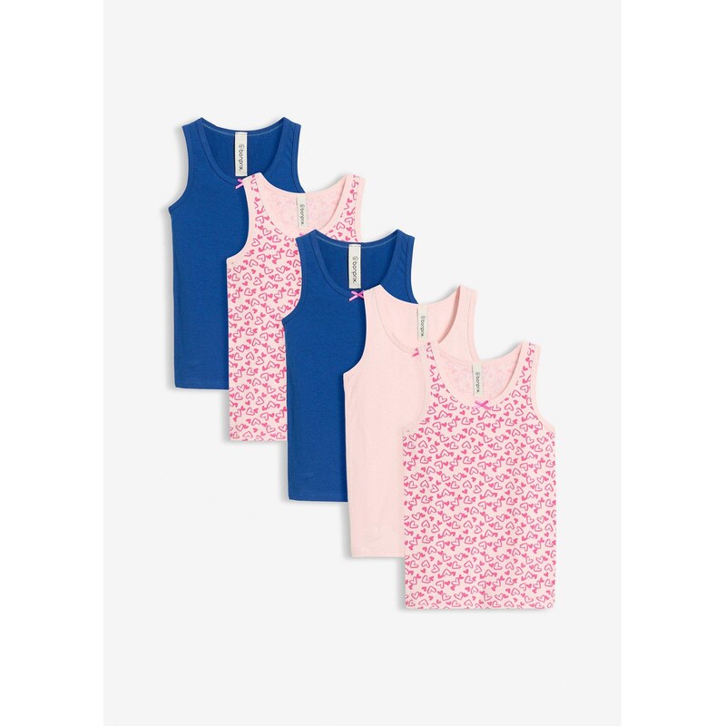 bonprix Tielko s mäkkou bavlnou a saténovou mašličkou (5 ks), farba 67535016