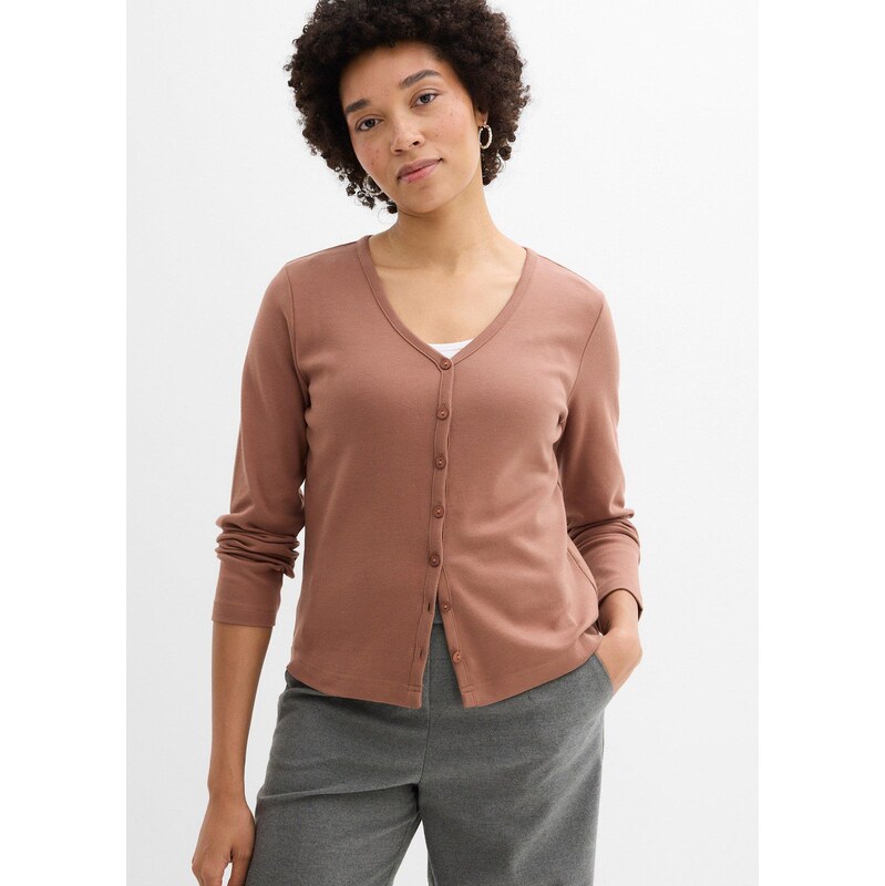 bonprix Úpletový sveter Heavy Jersey, z čistej bio bavlny, farba hnedá 67535176