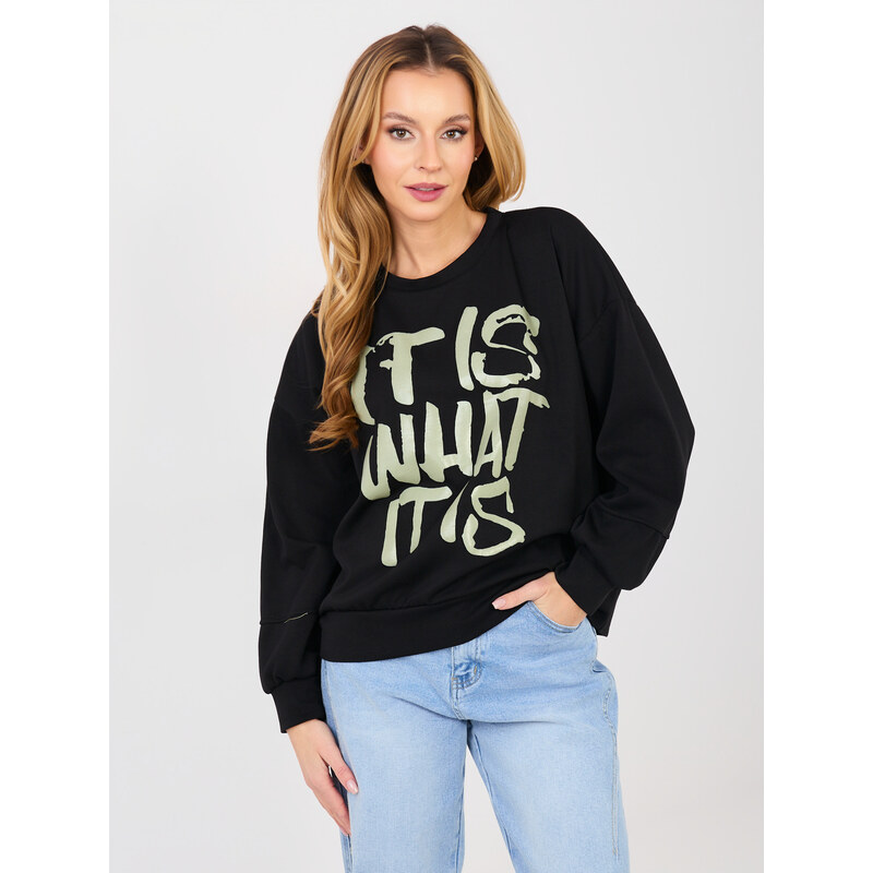 RUE PARIS Čierna mikina s nápisom 67494036