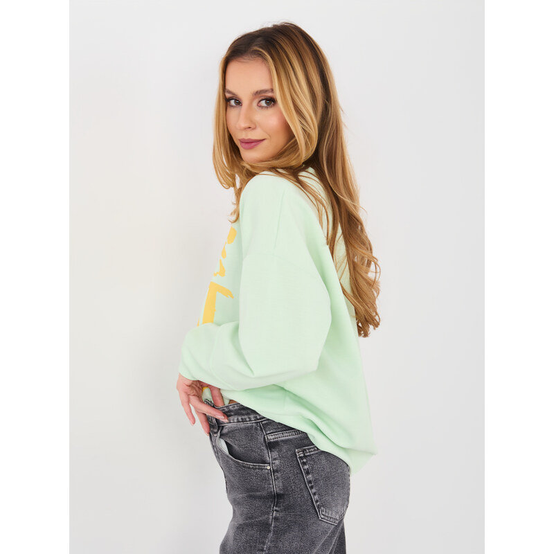 RUE PARIS Svetlozelená mikina s nápisom 67494039