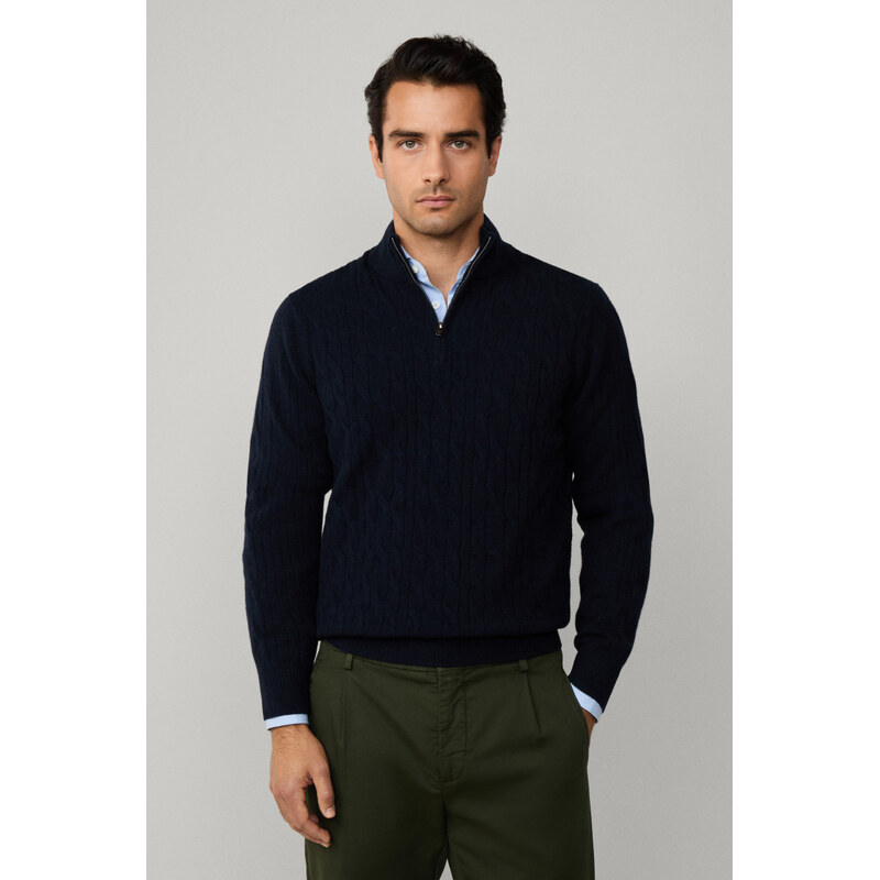 SVETER HACKETT LONDON LAMBSWOOL CABLE HZIP 65592972